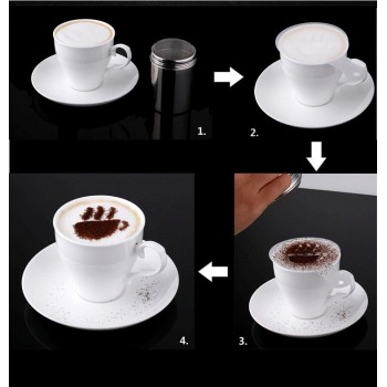 16Pcs/set Coffee Art Tool Creative Plastic Garland Mold Barista Fancy Coffee Printing Mould Coffee Spray for dolce gusto