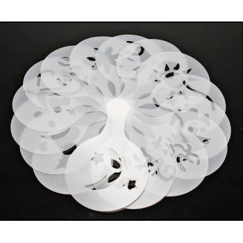 16Pcs/set Coffee Art Tool Creative Plastic Garland Mold Barista Fancy Coffee Printing Mould Coffee Spray for dolce gusto