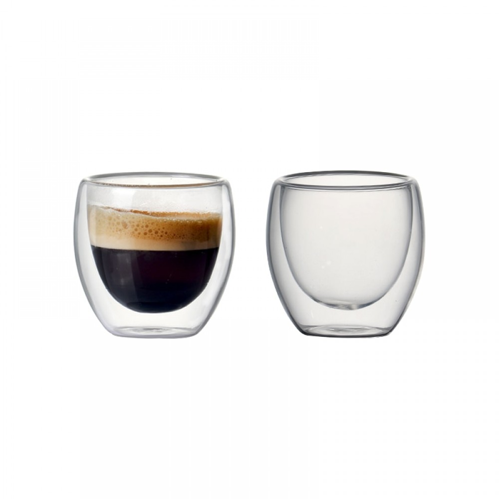 Set of 2 Double-wall insluated Coffee Cup Set for Drinking Tea cup of coffee,Latte,Espresso cups or Water 80ml