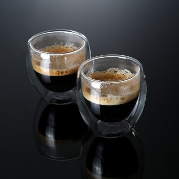 Set of 2 Double-wall insluated Coffee Cup Set for Drinking Tea cup of coffee,Latte,Espresso cups or Water 80ml