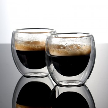 Set of 2 Double-wall insluated Coffee Cup Set for Drinking Tea cup of coffee,Latte,Espresso cups or Water 80ml