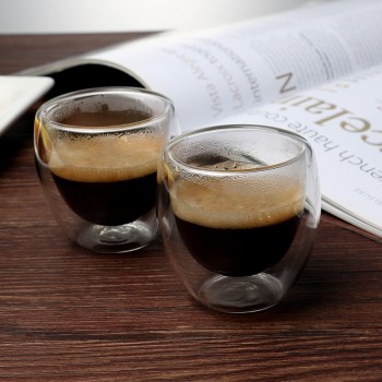 Set of 2 Double-wall insluated Coffee Cup Set for Drinking Tea cup of coffee,Latte,Espresso cups or Water 80ml