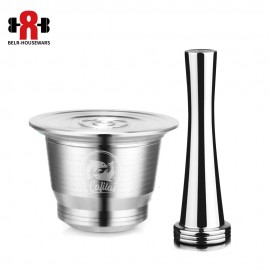 ICafilas Stainless Steel Nespresso Reusable Capsule with Press coffee Stainless Tamper Refillable Inoxidable Coffee Pod Filters
