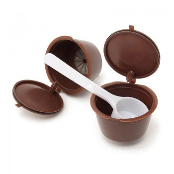 2Pcs Coffee Capsule With 1PC Plastic Spoon Refillable Coffee Capsule 200 Times Reusable Compatible For Nescafe Dolce Gusto