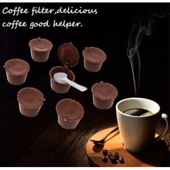 2Pcs Coffee Capsule With 1PC Plastic Spoon Refillable Coffee Capsule 200 Times Reusable Compatible For Nescafe Dolce Gusto