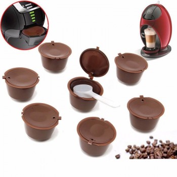 2Pcs Coffee Capsule With 1PC Plastic Spoon Refillable Coffee Capsule 200 Times Reusable Compatible For Nescafe Dolce Gusto