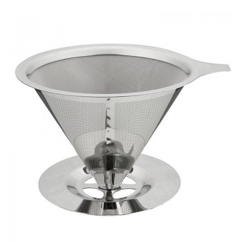 Cone Shaped Stainless Steel Coffee Dripper Double Layer Mesh Filter Basket Home Kitchen Tool Coffee Accessories