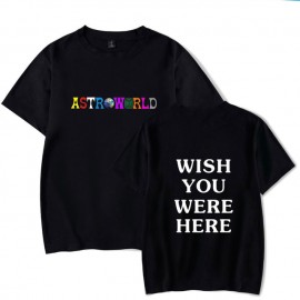 2018 New Fashion Hip Hop T Shirt Men Women Travis Scotts ASTROWORLD Harajuku T-Shirts WISH YOU WERE HERE Letter Print Tees Tops