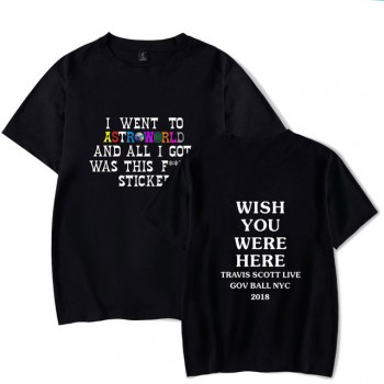 2018 New Fashion Hip Hop T Shirt Men Women Travis Scotts ASTROWORLD Harajuku T-Shirts WISH YOU WERE HERE Letter Print Tees Tops