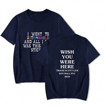2018 New Fashion Hip Hop T Shirt Men Women Travis Scotts ASTROWORLD Harajuku T-Shirts WISH YOU WERE HERE Letter Print Tees Tops