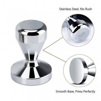 Recaps 51mm  Solid Iron with Chrome Plated Base Coffee Tamper for Espresso Coffee Machines Silver Color Press Coffee Grind