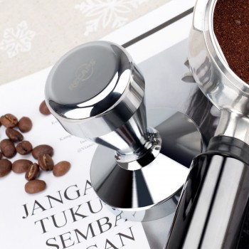 Recaps 51mm  Solid Iron with Chrome Plated Base Coffee Tamper for Espresso Coffee Machines Silver Color Press Coffee Grind