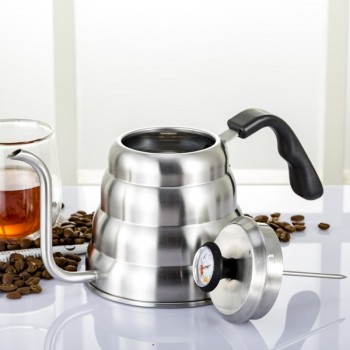 1000ml Stainless Steel Coffee Pot Long Spout Kettle Gooseneck Drip Coffee Kettle Thermo Maker Thermometer Pour Over Teapot 1.2L