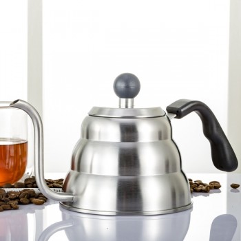 1000ml Stainless Steel Coffee Pot Long Spout Kettle Gooseneck Drip Coffee Kettle Thermo Maker Thermometer Pour Over Teapot 1.2L