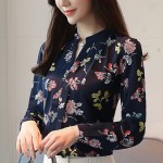 2018 V-Neck Chiffon Blouses Slim Women Chiffon Blouse Womens Tops And Blouses Autumn Fashion Office Work Wear Shirts Z0001