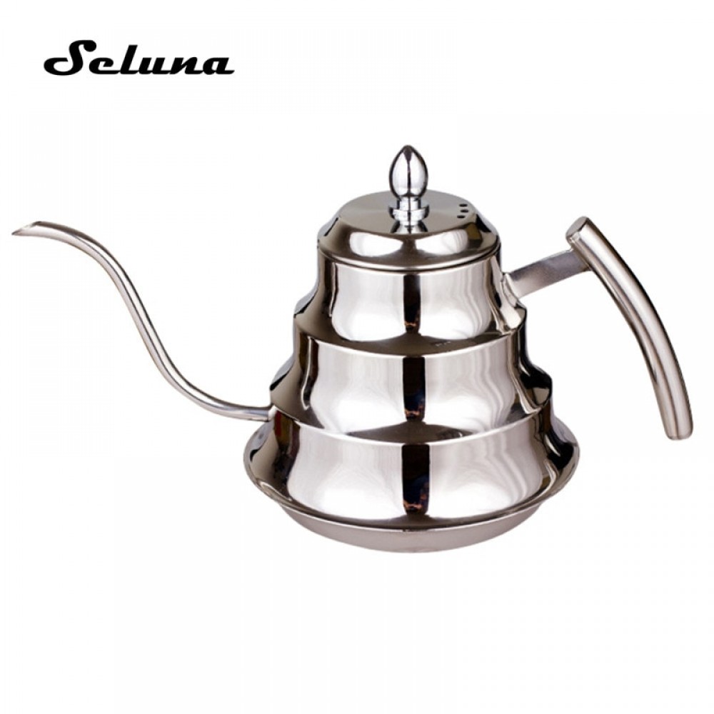 Seluna 1.2L Stainless Steel Gooseneck Coffee Pot Pour-over Coffee Kettle with Filter Hand Drip Coffee Pot Tea Percolator Teapot