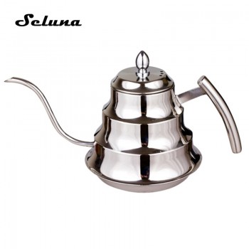Seluna 1.2L Stainless Steel Gooseneck Coffee Pot Pour-over Coffee Kettle with Filter Hand Drip Coffee Pot Tea Percolator Teapot