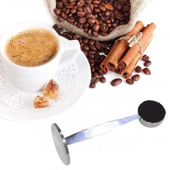 Espresso Stand Coffee Measure Tamper Spoon Stainless Steel Coffee amp; Tea Tools Measuring Tamping Scoop 1 Pieces Silver