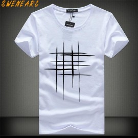 SWENEARO 2018 Simple creative design line cross Print cotton T Shirts Mens New Arrival Summer Style Short Sleeve Men t-shirt