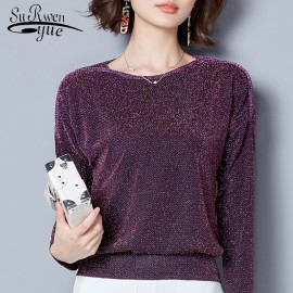 Women Tops 2019 fashion long sleeve women blouse shirt Loose plus size lace Blouse purple blue womens clothing blusas  83J 30
