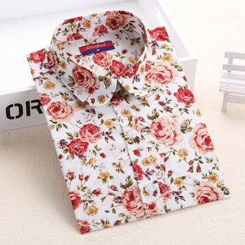2018 Summer Cotton Women Blouses Fruit Print Shirts Long Sleeve Women Shirt Turn Down Collar Bohemia Casual Blouse Blusas 5XL