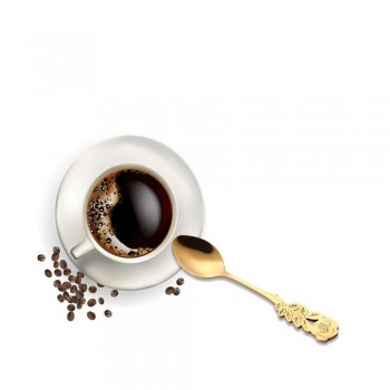 Small Mini Stainless Steel Flower Coffee Spoon Strring Spoon Teaspoon Tea Spoon Dessert Spoon Long Handle Tableware Gold 11.1