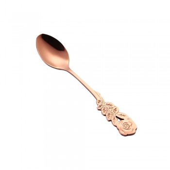 Small Mini Stainless Steel Flower Coffee Spoon Strring Spoon Teaspoon Tea Spoon Dessert Spoon Long Handle Tableware Gold 11.1
