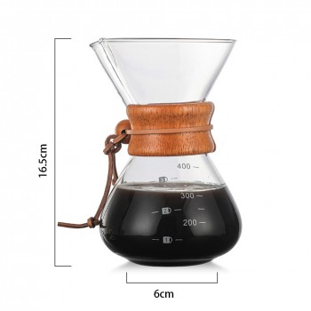 400ml Pour Over Coffee Dripper Manual Coffee Maker Paperless Stainless Steel Filter Glass Carafe Pot Percolators