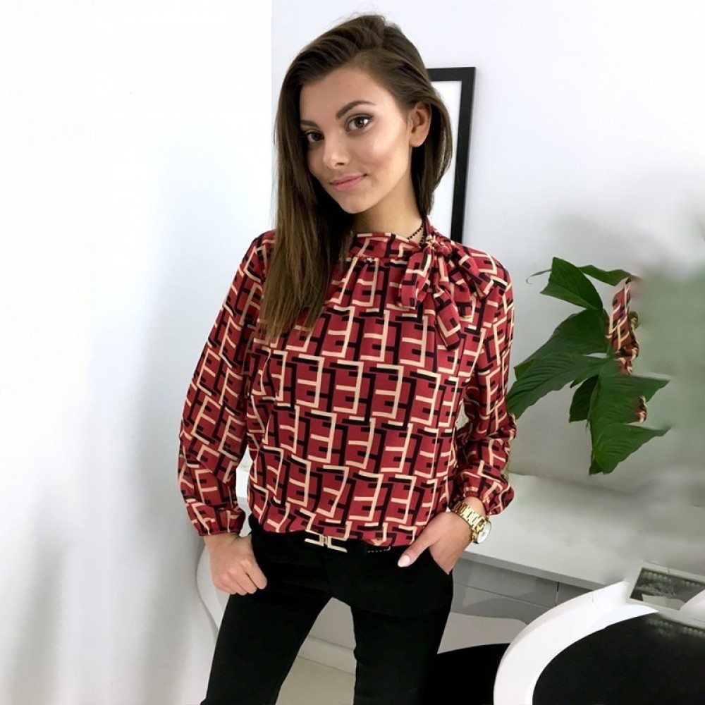 BEFORW Women Elegant Bow Tie Blouse Shirt 2019 Spring Ladies Letter Print Long Sleeve Chiffon Blouses Tops Casual Shirts Blusas