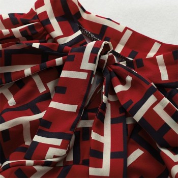BEFORW Women Elegant Bow Tie Blouse Shirt 2019 Spring Ladies Letter Print Long Sleeve Chiffon Blouses Tops Casual Shirts Blusas