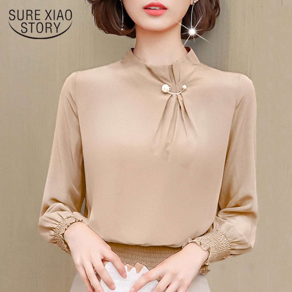 long sleeve office blouse women clothes chiffon blouse women shirts blusas mujer de moda 2018 womens tops and blouses 1391 45