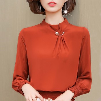 long sleeve office blouse women clothes chiffon blouse women shirts blusas mujer de moda 2018 womens tops and blouses 1391 45
