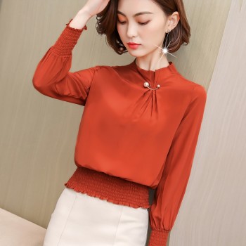 long sleeve office blouse women clothes chiffon blouse women shirts blusas mujer de moda 2018 womens tops and blouses 1391 45