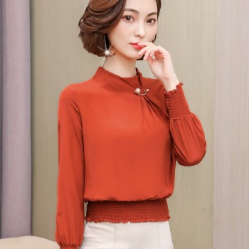 long sleeve office blouse women clothes chiffon blouse women shirts blusas mujer de moda 2018 womens tops and blouses 1391 45