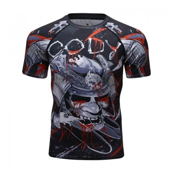 New mens compression t shirt men Fashion 3D print Quick-drying MMA short sleeves Rashguard BJJ Cross Fit Fitness Tights t shirt