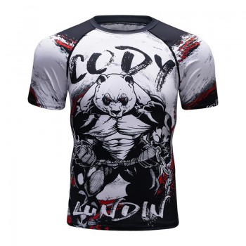 New mens compression t shirt men Fashion 3D print Quick-drying MMA short sleeves Rashguard BJJ Cross Fit Fitness Tights t shirt