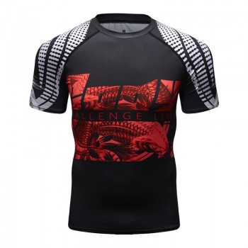 New mens compression t shirt men Fashion 3D print Quick-drying MMA short sleeves Rashguard BJJ Cross Fit Fitness Tights t shirt
