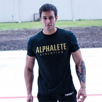 2018 Brand men T-Shirt Fitness Slim fit Shirts Crossfit Short sleeve Cotton clothes Fashion Leisure O-Neck ALPHALETE printed Tee