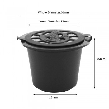 6PCS Reusable Nespresso Coffee Capsules Cup With Spoon Brush Black Refillable Coffee Capsule Refilling Filter Coffeeware Gift