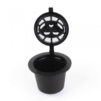 6PCS Reusable Nespresso Coffee Capsules Cup With Spoon Brush Black Refillable Coffee Capsule Refilling Filter Coffeeware Gift