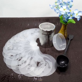 16PCS/set  Cafe Foam Spray Template Barista Stencils Decoration Tool Garland Mold Coffee Printing Flower Model