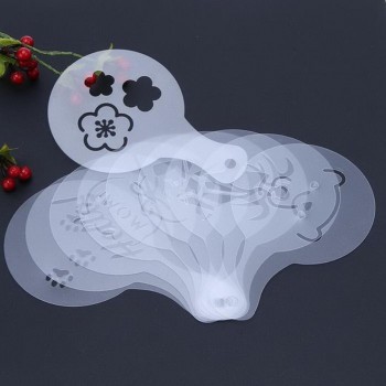 16PCS/set  Cafe Foam Spray Template Barista Stencils Decoration Tool Garland Mold Coffee Printing Flower Model