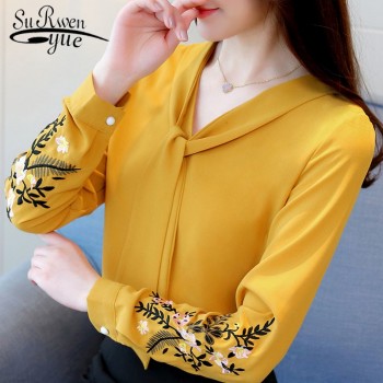 fashion woman blouses 2019 Long sleeve chiffon women blouse shirt office lady shirt women tops blusas red OL blouse 0547 30