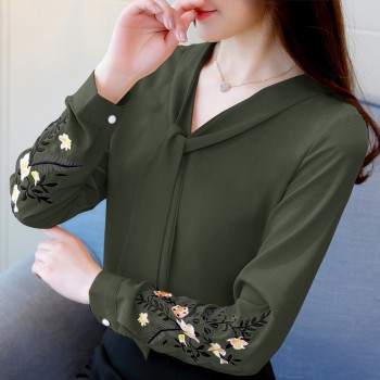 fashion woman blouses 2019 Long sleeve chiffon women blouse shirt office lady shirt women tops blusas red OL blouse 0547 30
