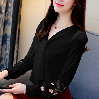fashion woman blouses 2019 Long sleeve chiffon women blouse shirt office lady shirt women tops blusas red OL blouse 0547 30