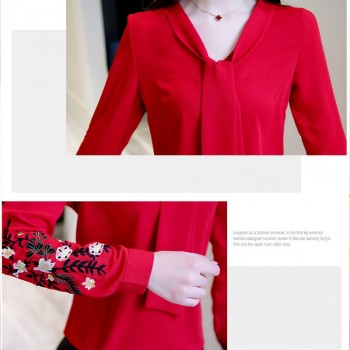 fashion woman blouses 2019 Long sleeve chiffon women blouse shirt office lady shirt women tops blusas red OL blouse 0547 30