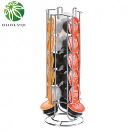 Duolvqi Metal Coffee Pod Holder Iron Chrome Plating Stand Coffee Capsule Storage Rack for 18pcs Dolce Gusto Capsule