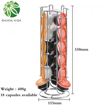 Duolvqi Metal Coffee Pod Holder Iron Chrome Plating Stand Coffee Capsule Storage Rack for 18pcs Dolce Gusto Capsule