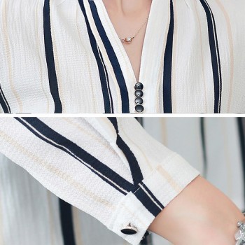 2019 New Women Spring Blouse Shirts Chiffon Long Sleeve Female Clothing Office OL Tops Striped Dot Flower Autumn feminine Blusas