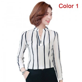 2019 New Women Spring Blouse Shirts Chiffon Long Sleeve Female Clothing Office OL Tops Striped Dot Flower Autumn feminine Blusas